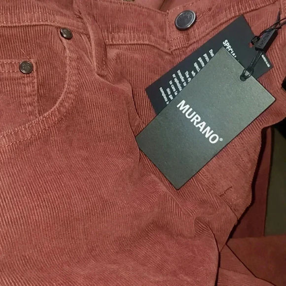Slim Fit Rust Brown Corduroy Soft Stretch Mid-Rise Pockets Casual - Picture 6 of 7